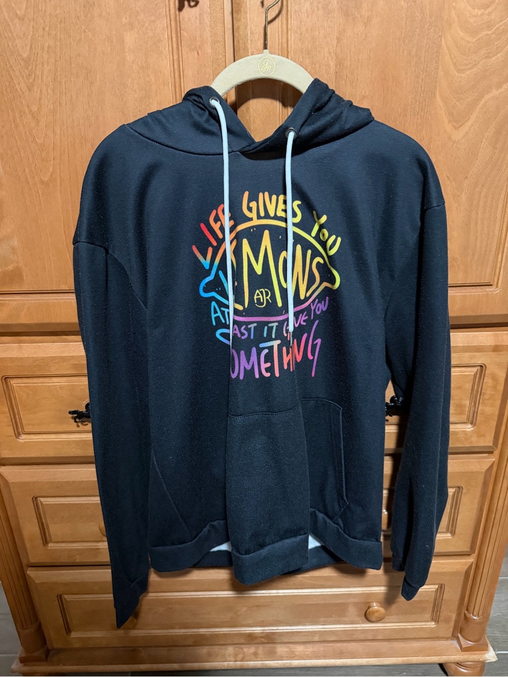 Gray Official AJR Hoodie with Colorful Graphic "Life Gives You Lemons"